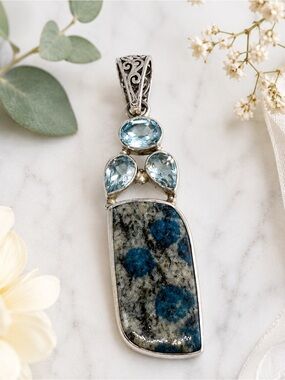 K2 Jasper with Blue Topaz in Artesian Sterling Silver Design